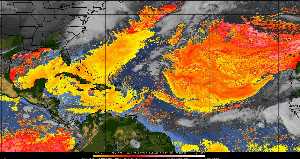 Météo tropicale : Air sec et densité de poussière dans l'air.