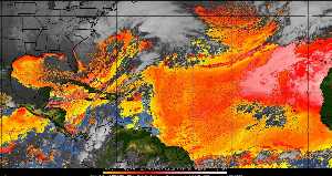 Météo tropicale : Air sec et densité de poussière dans l'air.