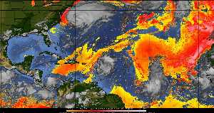 Météo tropicale : Air sec et densité de poussière dans l'air.