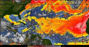 Météo tropicale : Air sec et densité de poussière dans l'air.