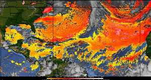 Météo tropicale : Air sec et densité de poussière dans l'air.
