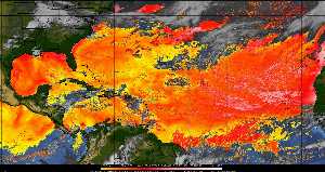 Météo tropicale : Air sec et densité de poussière dans l'air.