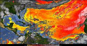 Météo tropicale : Air sec et densité de poussière dans l'air.