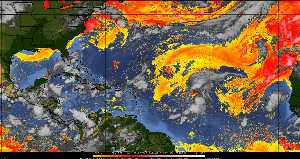 Météo tropicale : Air sec et densité de poussière dans l'air.