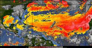 Météo tropicale : Air sec et densité de poussière dans l'air.