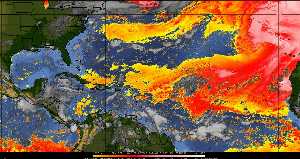 Météo tropicale : Air sec et densité de poussière dans l'air.
