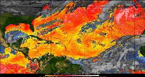 Météo tropicale : Air sec et densité de poussière dans l'air.