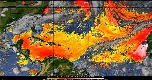 Météo tropicale : Air sec et densité de poussière dans l'air.