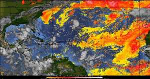 Météo tropicale : Air sec et densité de poussière dans l'air.
