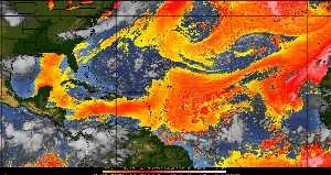 Météo tropicale : Air sec et densité de poussière dans l'air.