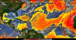 Météo tropicale : Air sec et densité de poussière dans l'air.