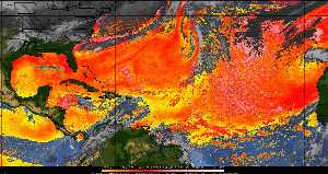 Météo tropicale : Air sec et densité de poussière dans l'air.