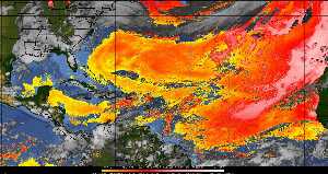 Météo tropicale : Air sec et densité de poussière dans l'air.