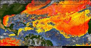 Météo tropicale : Air sec et densité de poussière dans l'air.