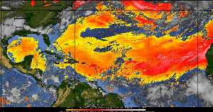 Météo tropicale : Air sec et densité de poussière dans l'air.
