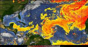Météo tropicale : Air sec et densité de poussière dans l'air.