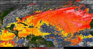 Météo tropicale : Air sec et densité de poussière dans l'air.