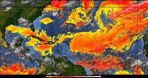Météo tropicale : Air sec et densité de poussière dans l'air.