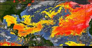 Météo tropicale : Air sec et densité de poussière dans l'air.