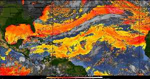 Météo tropicale : Air sec et densité de poussière dans l'air.