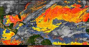 Météo tropicale : Air sec et densité de poussière dans l'air.