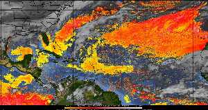 Météo tropicale : Air sec et densité de poussière dans l'air.