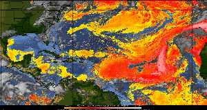 Météo tropicale : Air sec et densité de poussière dans l'air.