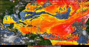 Météo tropicale : Air sec et densité de poussière dans l'air.