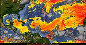 Météo tropicale : Air sec et densité de poussière dans l'air.