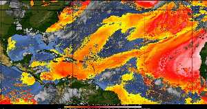 Météo tropicale : Air sec et densité de poussière dans l'air.