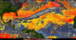 Météo tropicale : Air sec et densité de poussière dans l'air.