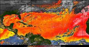 Météo tropicale : Air sec et densité de poussière dans l'air.