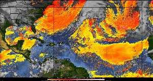Météo tropicale : Air sec et densité de poussière dans l'air.