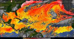 Météo tropicale : Air sec et densité de poussière dans l'air.