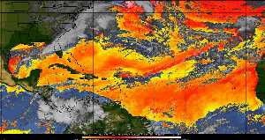 Météo tropicale : Air sec et densité de poussière dans l'air.