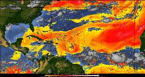 Météo tropicale : Air sec et densité de poussière dans l'air.