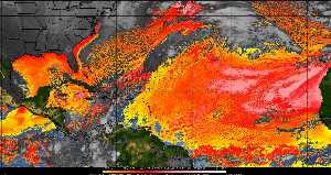 Météo tropicale : Air sec et densité de poussière dans l'air.