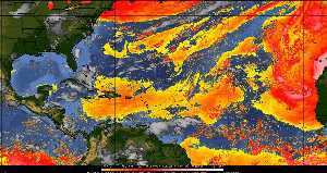 Météo tropicale : Air sec et densité de poussière dans l'air.