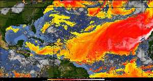 Météo tropicale : Air sec et densité de poussière dans l'air.