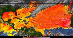 Météo tropicale : Air sec et densité de poussière dans l'air.