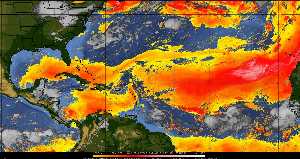 Météo tropicale : Air sec et densité de poussière dans l'air.