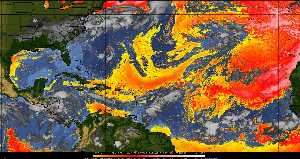 Météo tropicale : Air sec et densité de poussière dans l'air.