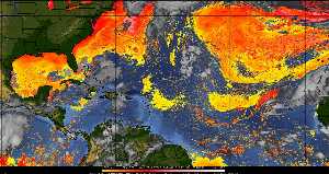 Météo tropicale : Air sec et densité de poussière dans l'air.