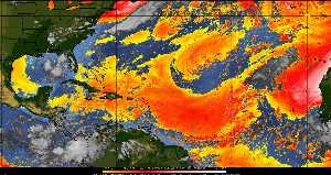 Météo tropicale : Air sec et densité de poussière dans l'air.