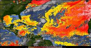 Météo tropicale : Air sec et densité de poussière dans l'air.