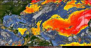 Météo tropicale : Air sec et densité de poussière dans l'air.