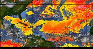 Météo tropicale : Air sec et densité de poussière dans l'air.