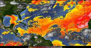 Météo tropicale : Air sec et densité de poussière dans l'air.