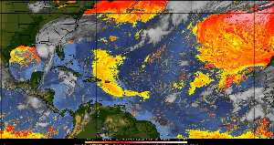 Météo tropicale : Air sec et densité de poussière dans l'air.