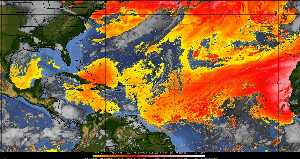 Météo tropicale : Air sec et densité de poussière dans l'air.